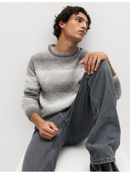 Marks & Spencer Prugasta Ombre sweater s okruglim izrezom i vunom Marks & Spencer siva