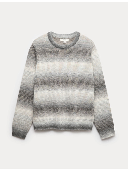 Marks & Spencer Prugasta Ombre sweater s okruglim izrezom i vunom Marks & Spencer siva