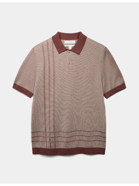 Marks & Spencer Pletena pamučna polo majica klasičnog kroja Marks & Spencer smeđa