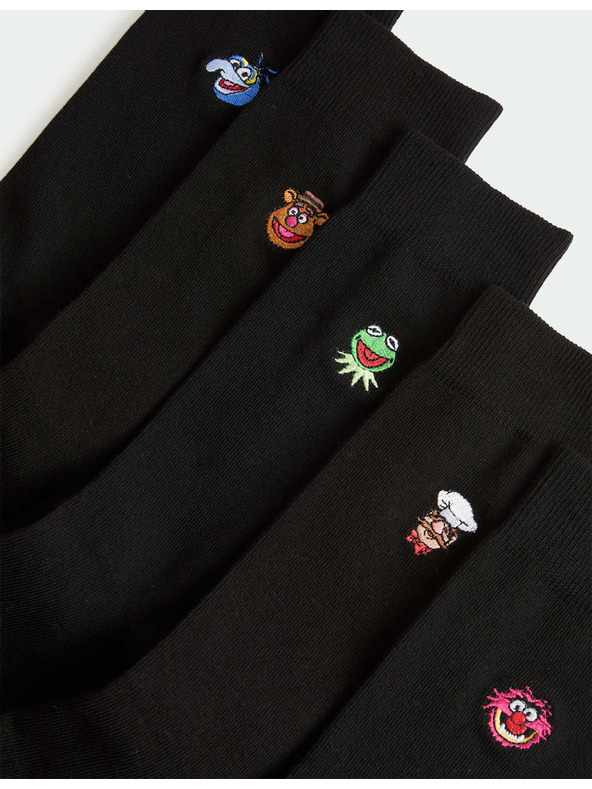 Marks & Spencer Čarape s visokim udjelom pamuka i motivom Muppets™, 5 parova u pakiranju Marks & Spencer crna