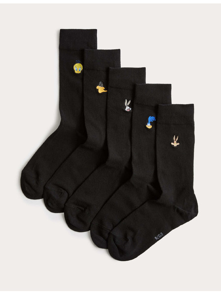 Marks & Spencer Čarape s motivom Looney Tunes™, s visokim udjelom pamuka, 5 parova u pakiranju Marks & Spencer crna
