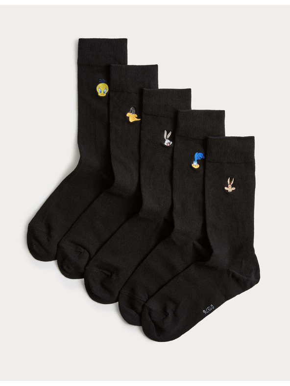 Marks & Spencer Čarape s motivom Looney Tunes™, s visokim udjelom pamuka, 5 parova u pakiranju Marks & Spencer crna