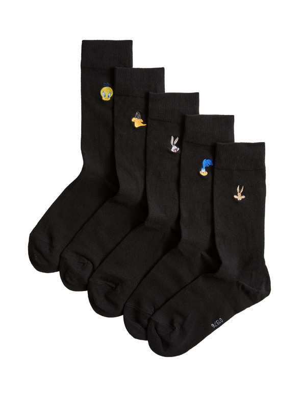 Marks & Spencer Čarape s motivom Looney Tunes™, s visokim udjelom pamuka, 5 parova u pakiranju Marks & Spencer crna
