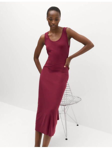 Marks & Spencer Rebrasta midi haljina ravnog kroja, s visokim udjelom pamuke Marks & Spencer crvena