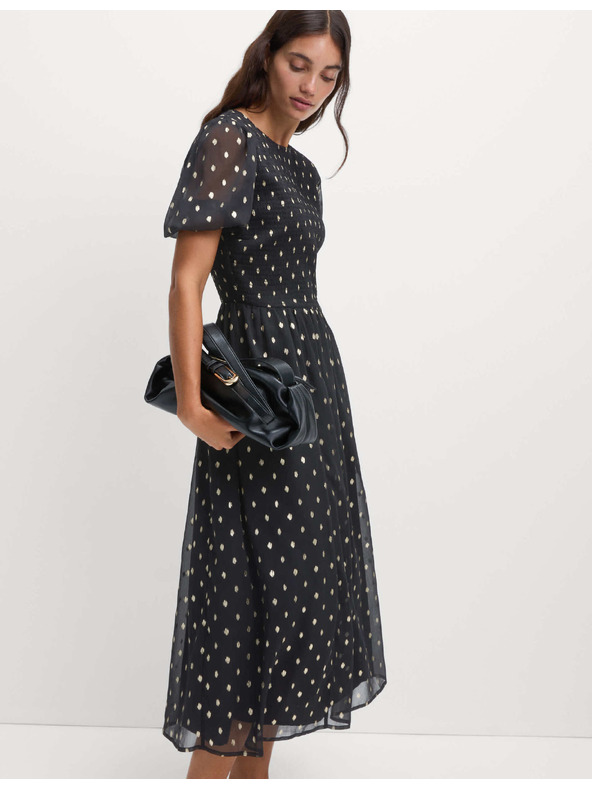 Marks & Spencer Midi haljina s metalik točkastim printom Marks & Spencer crna