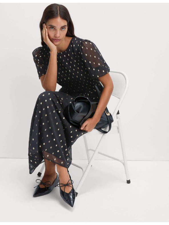 Marks & Spencer Midi haljina s metalik točkastim printom Marks & Spencer crna