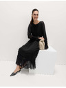 Marks & Spencer Prozirna midi haljina s istaknutim strukom i volanima Marks & Spencer crna