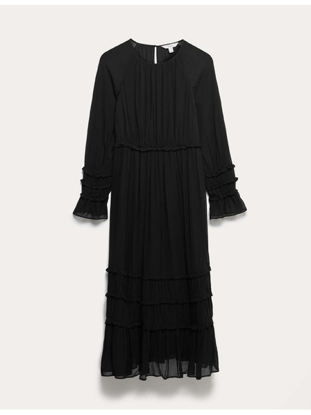 Marks & Spencer Prozirna midi haljina s istaknutim strukom i volanima Marks & Spencer crna