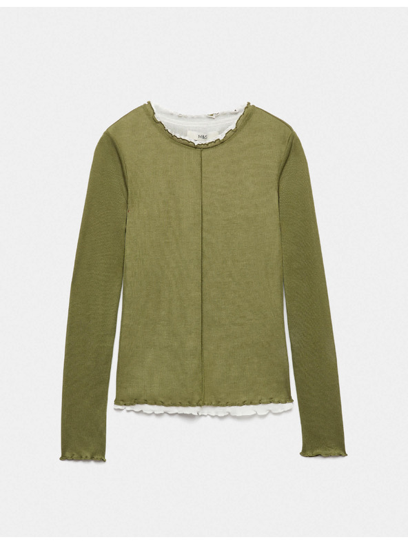 Marks & Spencer Dvoslojni top sa volanskom odsjekanom Marks & Spencer zelena