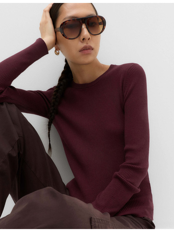Marks & Spencer Prilegnut rebrastog pulovera s okruglim izrezom Marks & Spencer crvena