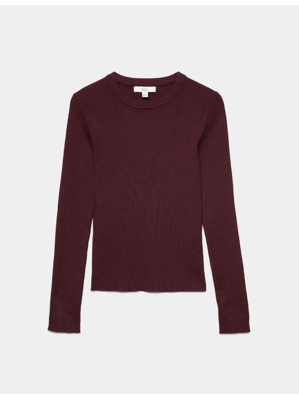 Marks & Spencer Prilegnut rebrastog pulovera s okruglim izrezom Marks & Spencer crvena