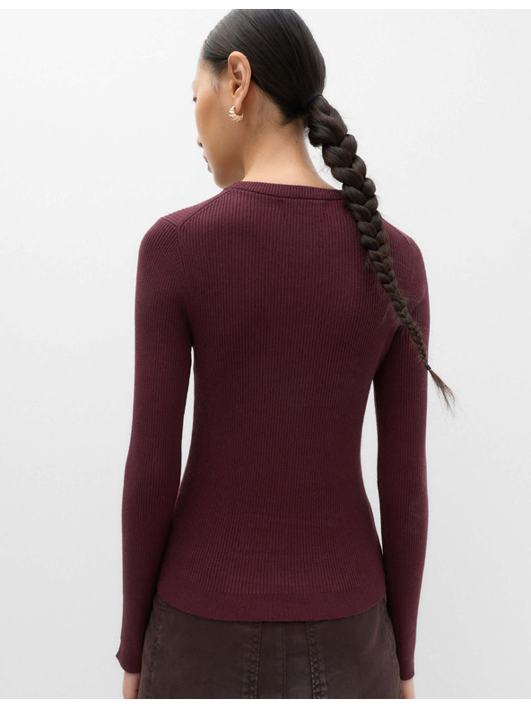 Marks & Spencer Prilegnut rebrastog pulovera s okruglim izrezom Marks & Spencer crvena