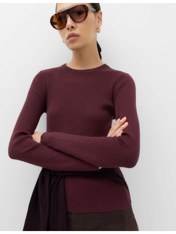 Marks & Spencer Prilegnut rebrastog pulovera s okruglim izrezom Marks & Spencer crvena