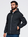 Ombre Clothing Muška jakna SOFTSHELL s fleece podstavom i kapuljačom – crna V2 OM-JANP-0292 Ombre Clothing