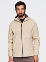 Ombre Clothing Muška jakna SOFTSHELL s fleece podstavom i kapuljačom – pješčana V4 OM-JANP-0292 Ombre Clothing