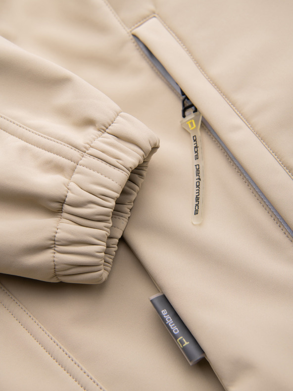 Ombre Clothing Muška jakna SOFTSHELL s fleece podstavom i kapuljačom – pješčana V4 OM-JANP-0292 Ombre Clothing