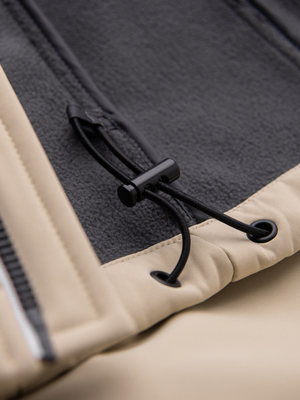 Ombre Clothing Muška jakna SOFTSHELL s fleece podstavom i kapuljačom – pješčana V4 OM-JANP-0292 Ombre Clothing