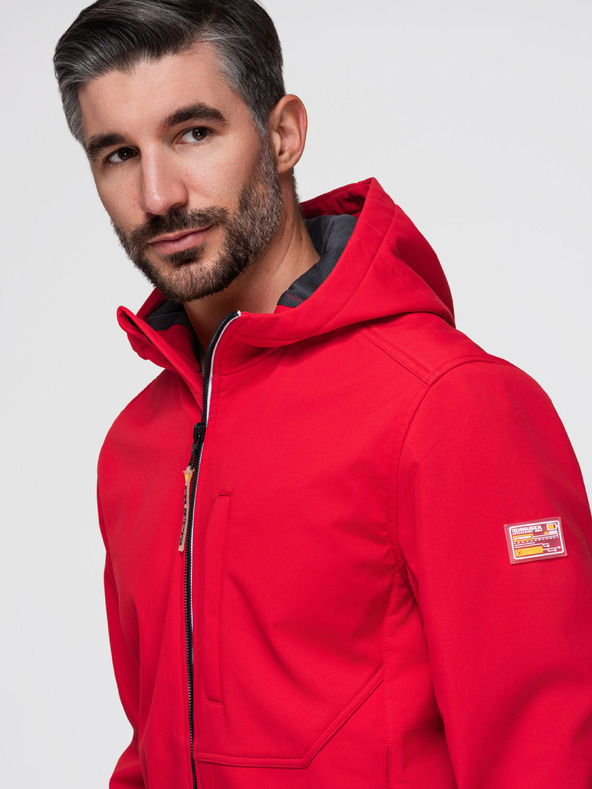 Ombre Clothing Muška jakna SOFTSHELL s fleece podstavom i kapuljačom – crvena V6 OM-JANP-0292 Ombre Clothing