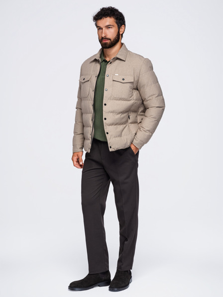 Ombre Clothing Muška prošivana košulja jakna s klasičnim ovratnikom – crna V1 OM-JALP-0256 Ombre Clothing