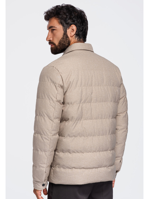 Ombre Clothing Muška prošivana košulja jakna s klasičnim ovratnikom – crna V1 OM-JALP-0256 Ombre Clothing