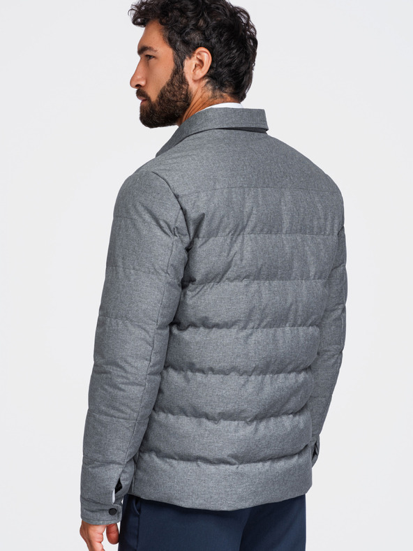 Ombre Clothing Prešivana muška košulja jakna sa džepovima – sivi mелir V2 OM-JALP-0256 Ombre Clothing