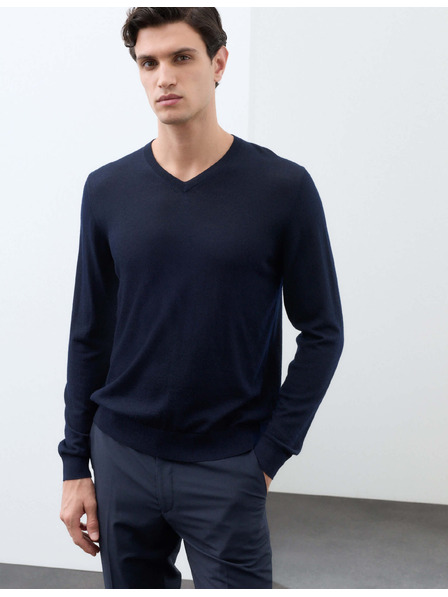 Marks & Spencer V-izrez džemper od čiste izuzetno fine merino vune Marks & Spencer crna