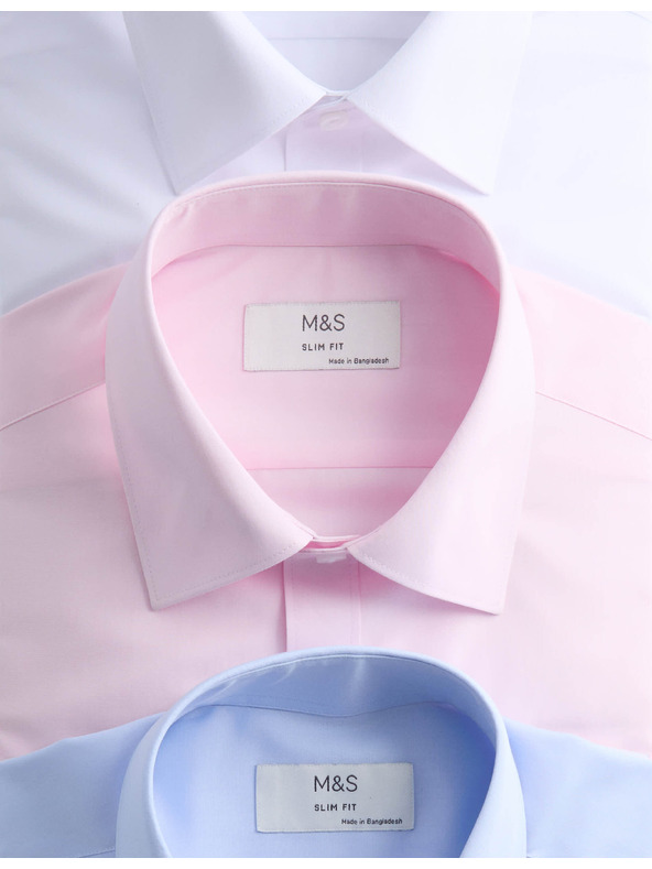 Marks & Spencer Košulja uskog kroja s dugim rukavima, lako glačanje, 3 komada Marks & Spencer plava