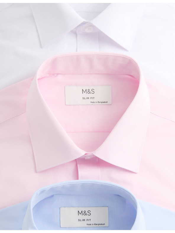 Marks & Spencer Košulja uskog kroja s dugim rukavima, lako glačanje, 3 komada Marks & Spencer plava