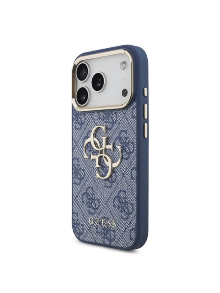Guess Guess PU Leather 4G Metal Logo Gold Frame Stražnji Kućište za iPhone 18 Pro Blue