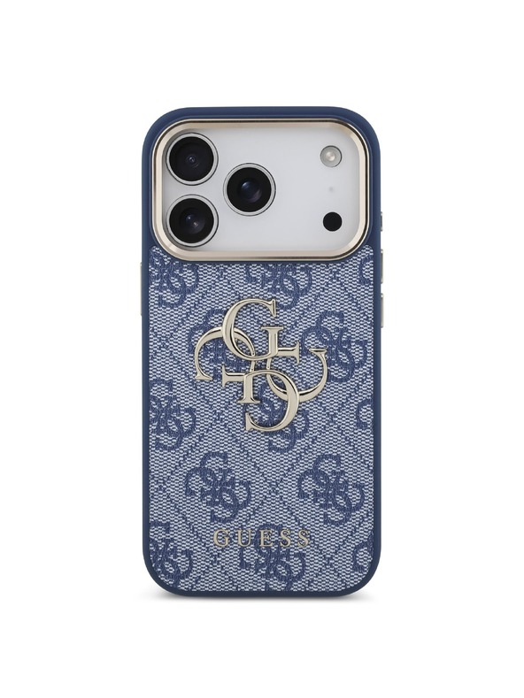 Guess Guess PU Leather 4G Metal Logo Gold Frame Stražnji Kućište za iPhone 18 Pro Blue