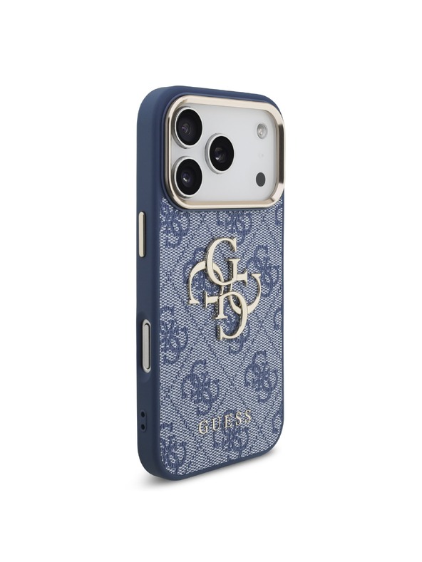 Guess Guess PU Leather 4G Metal Logo Gold Frame Stražnji Kućište za iPhone 18 Pro Blue