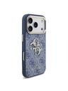 Guess Guess PU Leather 4G Metal Logo Gold Frame Stražnji Kućište za iPhone 18 Pro Blue
