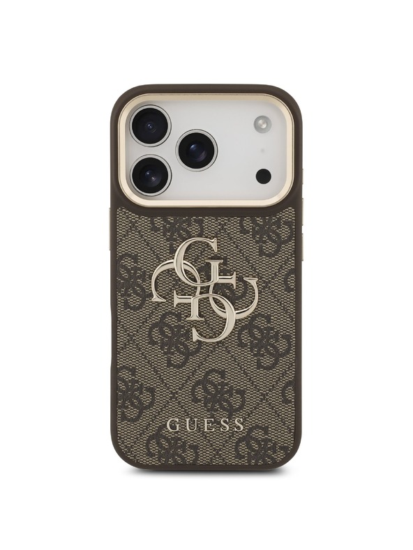 Guess Guess PU Leather 4G Metal Logo Gold Frame Stražnji Kućište za iPhone 18 Pro Brown