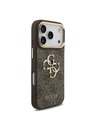 Guess Guess PU Leather 4G Metal Logo Gold Frame Stražnji Kućište za iPhone 18 Pro Brown