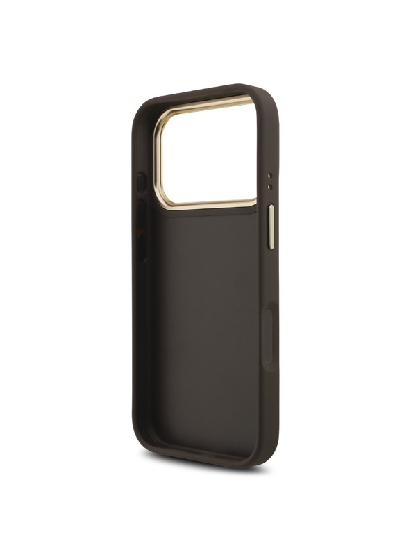 Guess Guess PU Leather 4G Metal Logo Gold Frame Stražnji Kućište za iPhone 18 Pro Brown