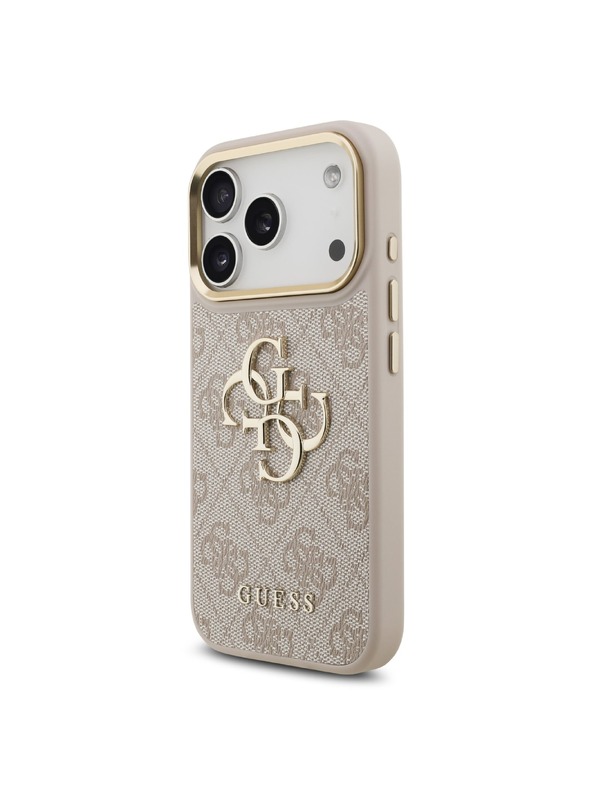 Guess Guess PU Leather 4G Metal Logo Gold Frame Stražnji Kućište za iPhone 18 Pro Pink