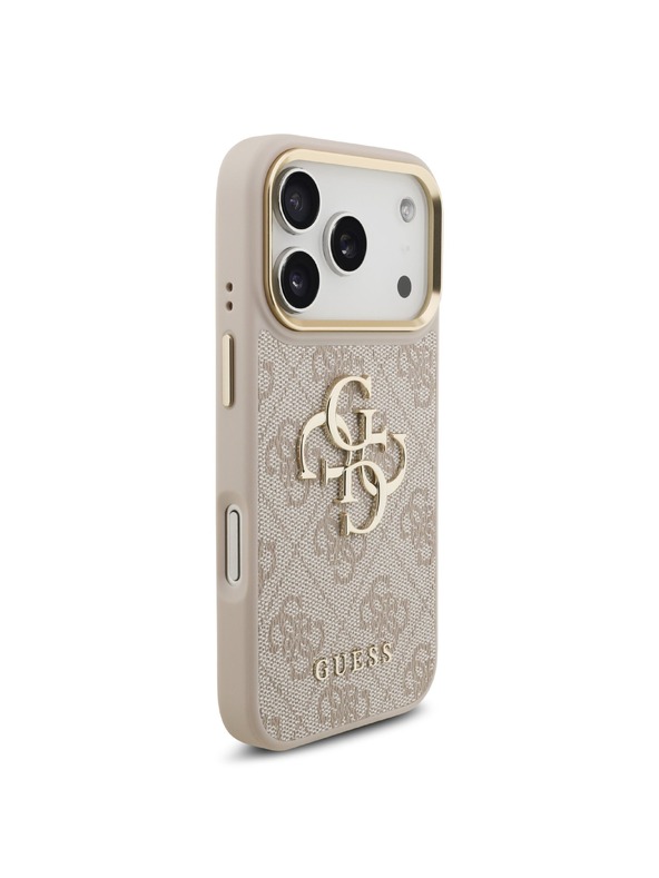 Guess Guess PU Leather 4G Metal Logo Gold Frame Stražnji Kućište za iPhone 18 Pro Pink