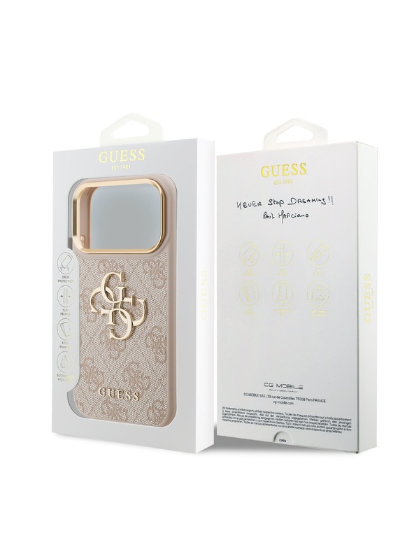 Guess Guess PU Leather 4G Metal Logo Gold Frame Stražnji Kućište za iPhone 18 Pro Pink