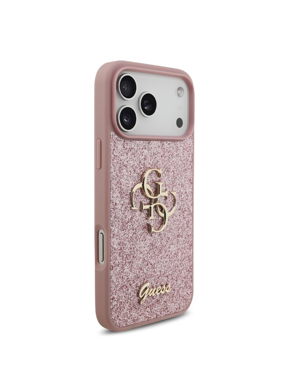 Guess Guess PU Fixed Glitter 4G Metal Logo Stražnji poklopac za iPhone 18 Pro Max Pink