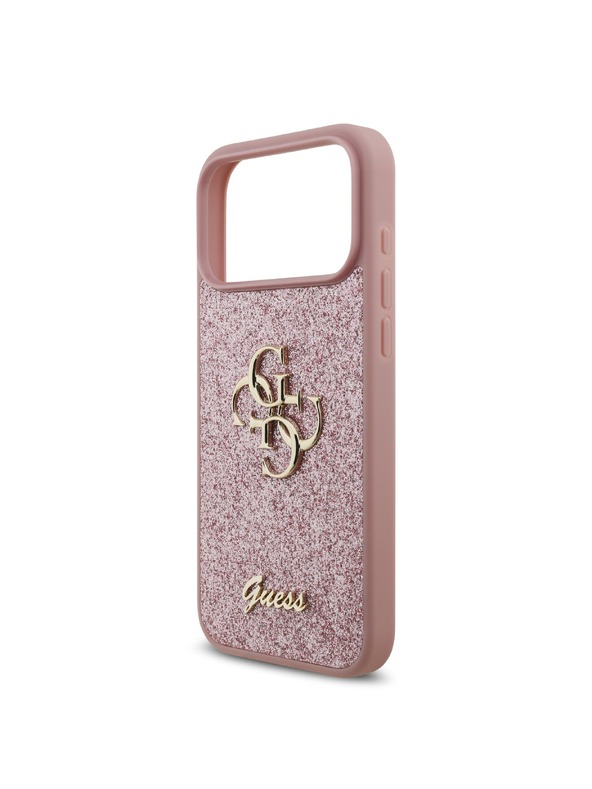 Guess Guess PU Fixed Glitter 4G Metal Logo Stražnji poklopac za iPhone 18 Pro Max Pink