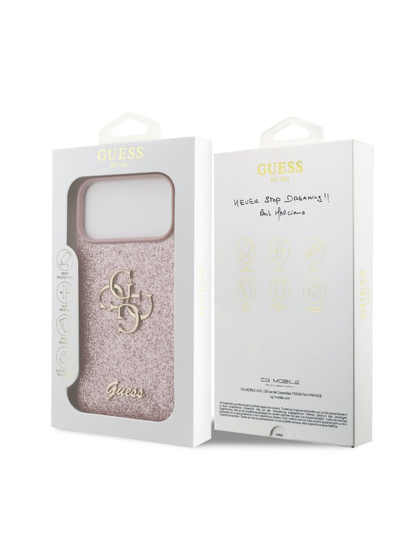 Guess Guess PU Fixed Glitter 4G Metal Logo Stražnji poklopac za iPhone 18 Pro Max Pink