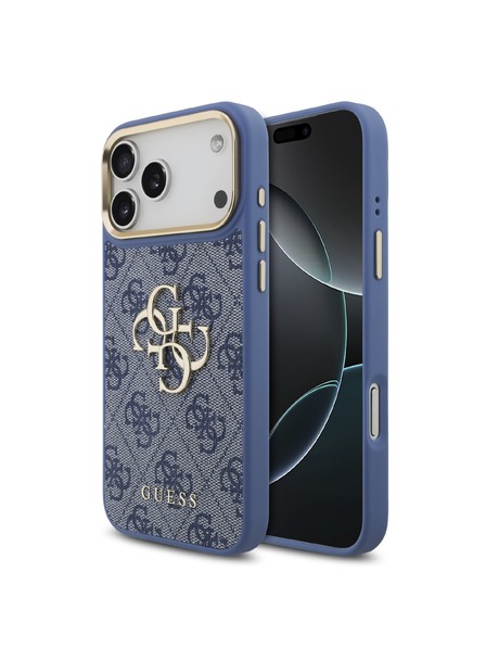 Guess Guess PU Leather 4G Metal Logo Gold Frame Stražnji poklopac za iPhone 18 Pro Max Blue