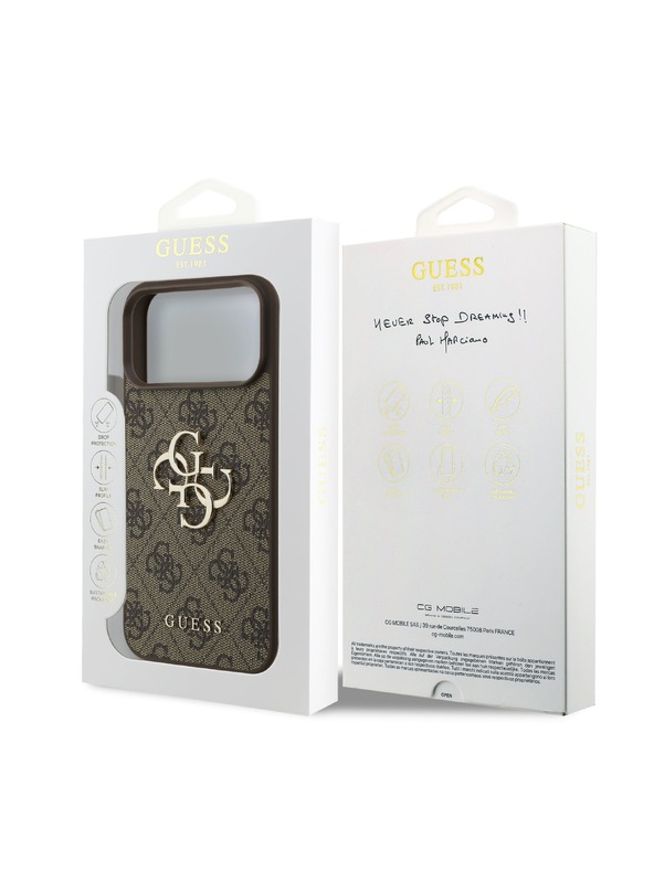 Guess Guess PU 4G Metal Logo Stražnji poklopac za iPhone 18 Pro Max Brown