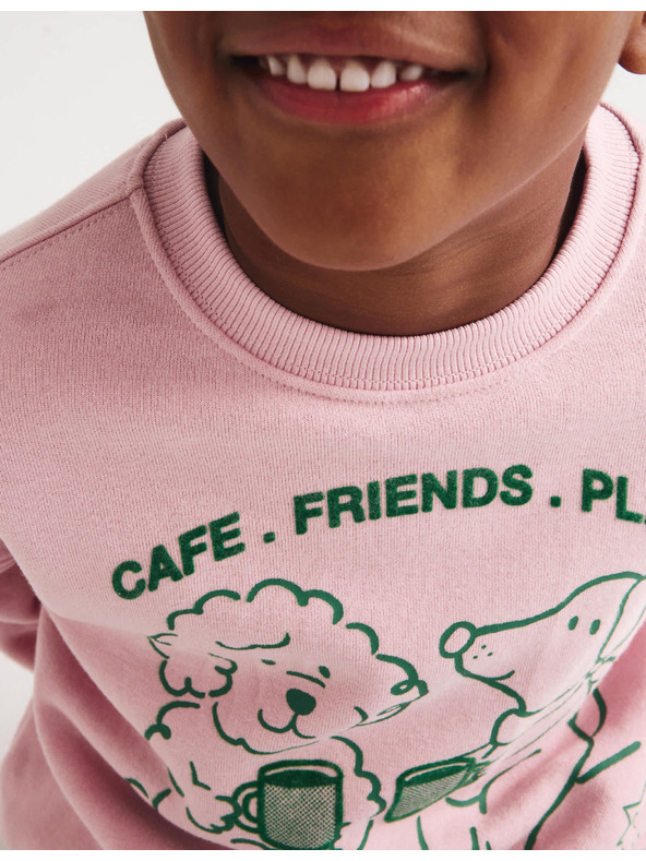 Marks & Spencer Dukserica s motivom Cafe Friends, s visokim udjelom pamuka (2–8 let) Marks & Spencer roza