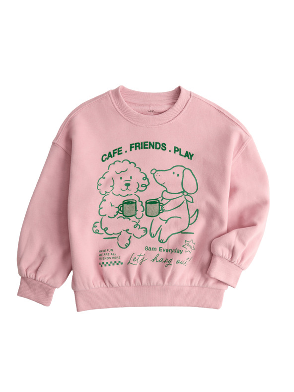 Marks & Spencer Dukserica s motivom Cafe Friends, s visokim udjelom pamuka (2–8 let) Marks & Spencer roza