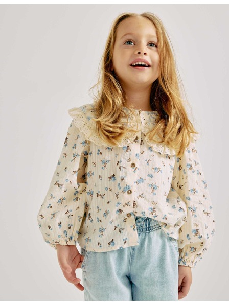 Marks & Spencer Cvjetna bluza od čiste pamuka (2-8 let) Marks & Spencer kremasta