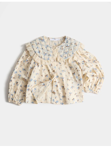 Marks & Spencer Cvjetna bluza od čiste pamuka (2-8 let) Marks & Spencer kremasta