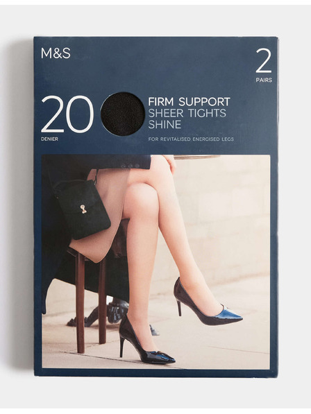 Marks & Spencer Fini kaljige s jakom podrškom 20 DEN, 2 para Marks & Spencer crna