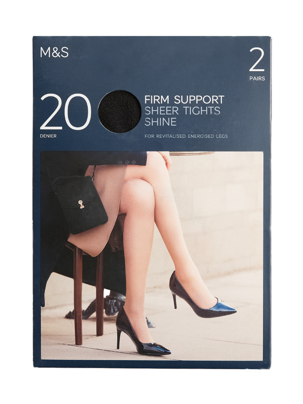 Marks & Spencer Fini kaljige s jakom podrškom 20 DEN, 2 para Marks & Spencer crna
