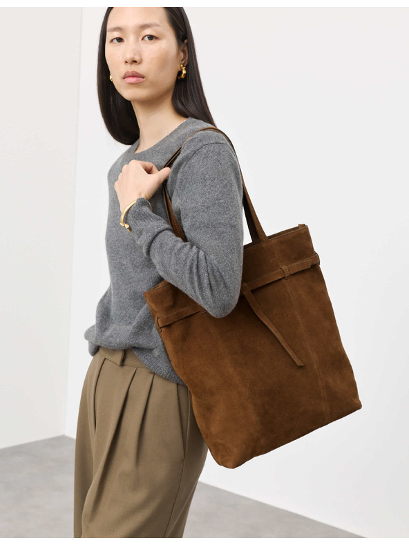 Marks & Spencer Zamšna tote torba s remenom Marks & Spencer smeđa